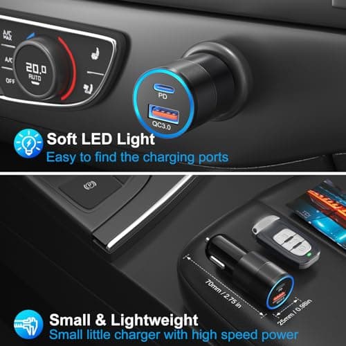 6 Pack USB C Car Charger, Bangfun 38W Dual 12V USB-C & USB-A Car Charger Multi Port QC+PD 3.0 Fast Charge Cigarette Lighter Adapter Phone Plug for iPhone 17 16 15 14 13 12 Pro Galaxy Pixel Android — view 4