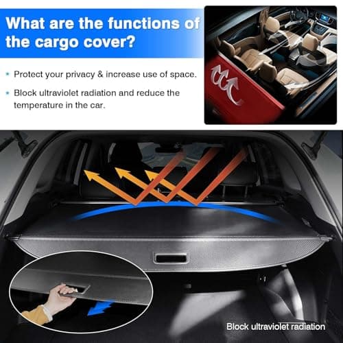 Powerty Cargo Cover for 2018-2023 2024 Chevy Chevrolet Equinox/GMC Terrain Accessories Retractable Trunk Cover All Weather Shielding Shade Cargo Luggage Cover Carbon Fiber — view 3