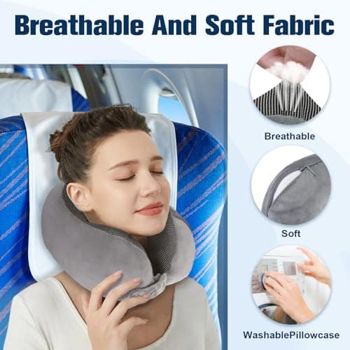 Cirorld Travel Pillow for Airplane, Neck Pillow for Travel, Memory Foam Travel Neck Pillow for Adults, Adjustable & Compact Flight Pillow, Ergonomic Neck Cushion, With Ear Plugs, Eye Mask, Carry Bag — view 6