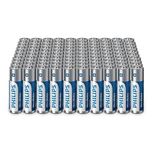 Philips Ultra AA Alkaline Batteries - Bulk Pack for High-Usage Devices and Offices, Pack of 100
