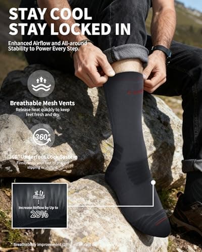 CAMBIVO 2 Pairs Compression Running Socks for Men and Women, Moisture Wicking Athletic Crew Socks with Arch Support, Cushioned Sole & 10-15 mmHg Support for Running, Jogging, Marathon Training — view 4