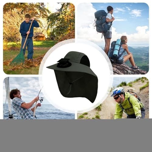 Solar Fan Sun Hat Fishing Hat with Fan Solar Powered Burgundy — view 4