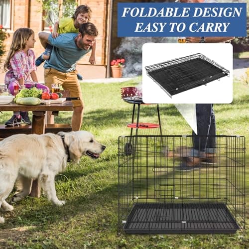 24" Folding Metal Dog Cage, Double-Door Puppy Training Crate with Removable Tray, Secure Locking Latches & Rust-Resistant Coating, Portable Carrier for Small Breeds(24 × 16.5 × 19.7in) — view 4
