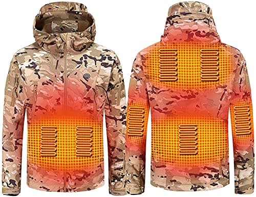 ZLYJ Camouflage Heated Jacket for Men Woman with Mobile Power, Electric Warm Heating Coat Hunting Hiking A,XL
