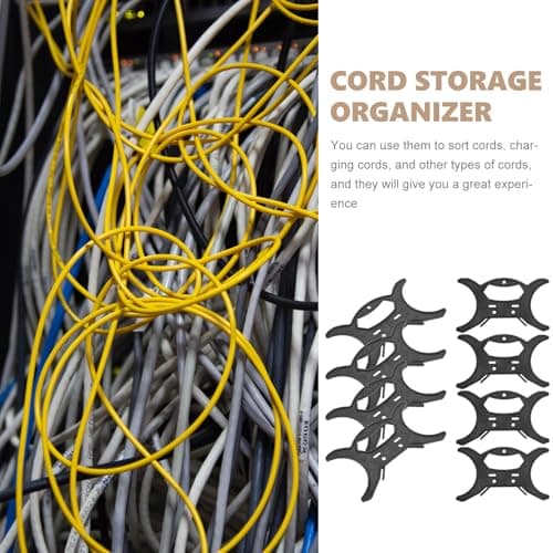LOPUNER 8 Pack Cord Storage Organizer Handle, Black Plastic — view 3