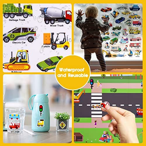 ASTARON Reusable 3D Puffy Sticker Book for Kids, 88 Pcs Cute Waterproof Vehicles Stickers, Puffy Sticker Game Travel Stickers and Educational Sensory Learning Toy（3-6 Age） — view 4
