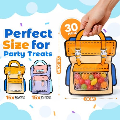 GWOLE 30 Pack Party Bags with Handle for Kid Birthday, Back to School — view 2