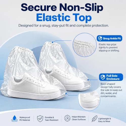 Waterproof Shoe Covers, Plastic Shoe Covers Disposable Non Slip, 5 Pairs — view 3