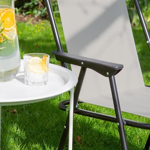 Harbour Housewares Folding Beach Chairs - Beige - Pack of 4 - Metal Outdoor Patio Seat Lightweight Portable Deck Chair for Picnic, Garden, Camping, Fishing — view 6