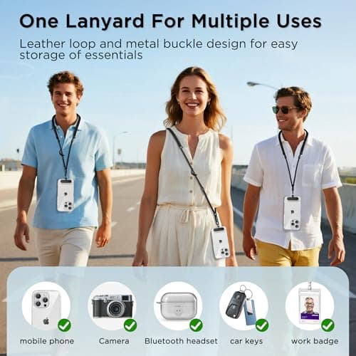 GMETINK 3-in-1 Cell Phone Lanyard 1 Pack + Wrist Strap 1 Pack - Adjustable Neck Lanyard, Convertible Crossbody Strap with Locking Knob Friendly Quick Release for Gym/Work/Travel Essentials — view 5