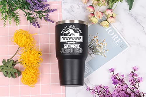 Gifts for Grandpa, Grandpasaurus Travel Mug Don't Mess with Grandpasaurus You'll Get Jurasskicked Travel Tumbler Mug Birthday Father's Day Gifts for Grandpa from Granddaughter Grandson Grandchild 30OZ — view 2