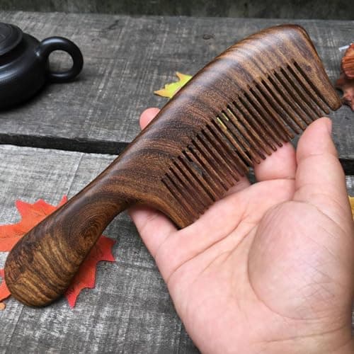 Zanthicia Handcraft Sandalwood Sandal Wood Handmade Comb Unisex Lightweight Travel Combs with Handle Camping Accessories — view 6