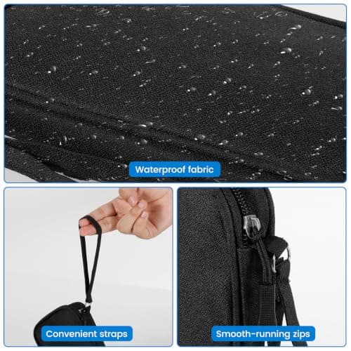 Anihet Electronics Accessories Organiser, Waterproof Travel Cable Bag Portable Essentials Organizer for Charging Cable, Flash Drive, Power Bank, USB(Black) — view 3