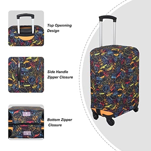 Explore Land Travel Luggage Cover Washable Suitcase Protector - Fits 18-22 Inch Luggage, Stamp S — view 3