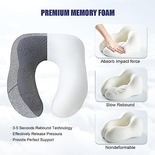 Jiancrate Travel Pillow for Airplane, Neck Pillow for Travel, Memory Foam Travel Neck Pillow for Adults, Soft & Lightweight Flight Pillow, Ergonomic Neck Cushion With Carry Bag — view 6