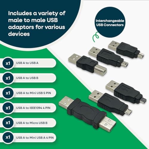 Totely USB Cable Kit 7-Piece Multi-Connector Set with 1.8 m Cable and Adapter Tips - USB Adapter Kit for Multi-Device Connectivity, Nickel-Plated Connectors, Compact Travel-Ready Design — view 4