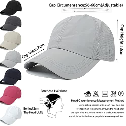 Baynetin Womens Criss Cross Ponytail Baseball Cap,High Messy Bun Ponycap Quick Drying Mesh Outdoor Sports Hat with Ponytail Hole Adjustable Travel Summer Hat (Light Grey, One Size) — view 5