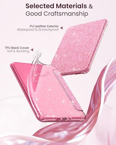 MoKo Case for 7" Kindle Paperwhite 12th Gen & Colorsoft 2024, Glitter Pink — view 4