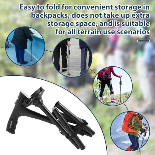 Folding Walking Cane with LED Light, Adjustable Collapsible Standing Canes with SOS Alarm, Pivoting Non Slip Quad Base, Heavy Duty Walking Sticks for Seniors Adults — view 6