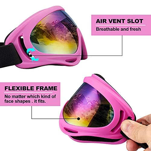SixYard Ski Goggles, Motorcycle Goggles, 3 Pack Snowboard Snow Goggles for Men Women Adult Youth (Style 2) — view 4