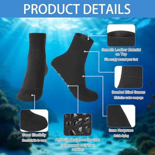 HOTUT Anti-slip Neoprene Socks,3mm Thermal Diving Socks for Men Women,Sand-proof Beach Water Sports Keep Warm for Diving, Snorkeling, Swimming, Surfing, Sailing, Kayaking — view 3