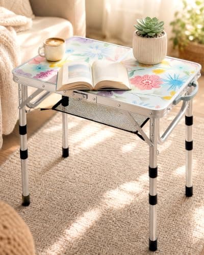 Sportneer Folding Camping Table 60cm L x 40cm W, 4 Height Adjustable Table — view 2