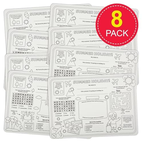 Baker Ross FN425 Summer Holiday Activity Sheets - Pack of 8, Travel Activities for Kids, Plane Entertainment for Children — view 2