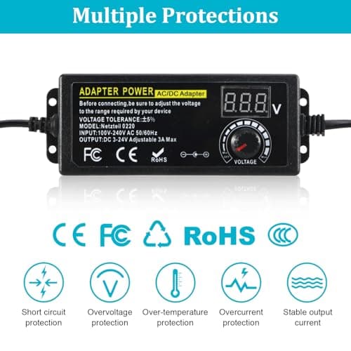 Universal Power Adapter AC 100V-240V to DC 3V-24V 3A 72W with 14 Plugs — view 4