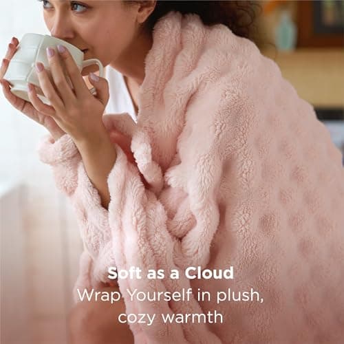 Bedsure Bubble Fleece Throw Blanket - Lightweight, Crystal Pink, 130x170cm — view 2