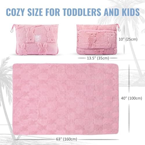 BOACAY Travel Toddler Blanket for Aeroplane, Car - Soft Children Throw Blanket for Daycare - Pillow for Girls, Boys with Backpack Clip, Luggage Sleeve — view 6