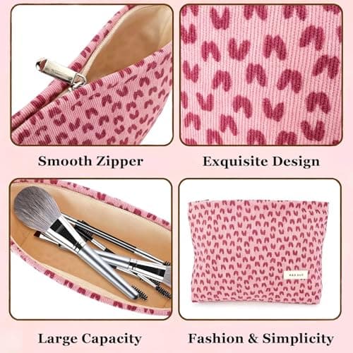 KNUIUYY Cosmetic Bags for Women, Corduroy Toiletry Bag, Travel Toiletry Bag, Multifunctional Travel Makeup Bags with Metal Zipper, Wash Organizer Pouch for Women Girls — view 3
