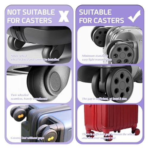 YMWALK 8 Pack Silicone Luggage Wheel Covers, Durable Anti-Scratch Travel Suitcase Wheel Protectors, Portable 2 Inch Luggage Spinner Wheel Covers Mute for Most Caster Wheels (Light Purple) — view 6
