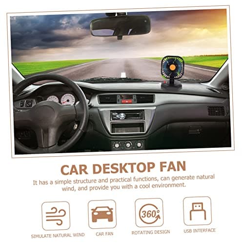 SHINEOFI Car USB Fan Compact Silent Cooling Fan for Vehicles for Summer Travel Compatible with Car Charger Power Bank Durable Portable Design — view 2