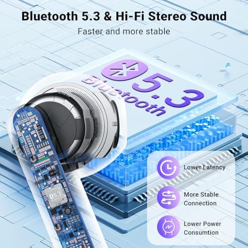 Wireless Earbuds, Bluetooth 5.4 Headphones with 42H Ultralight Ear Buds,Bluetooth Earbuds with 4 ENC Noise Cancelling Mics, HiFi Deep Bass Dual LED Display USB-C, Waterproof Earphones for Android iOS — view 2