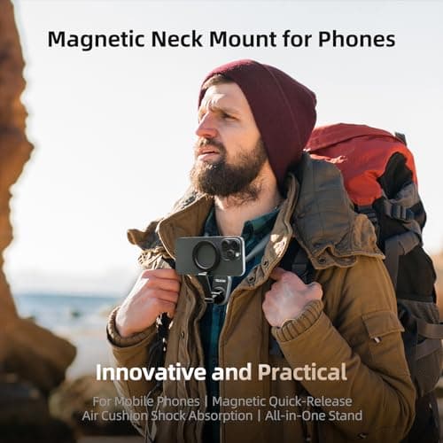 TELESIN Magnetic Neck Phone Holder for POV Vlogging, Grey — view 2