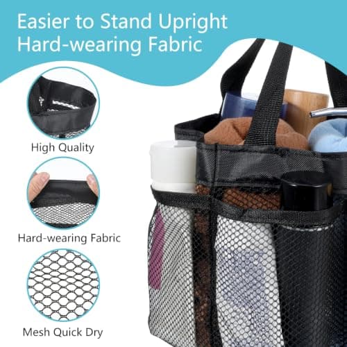 Dimeho Mesh Shower Caddy Bag Portable Bath Tote Basket 8 Storage Pocket Hangable Quick Dry Large Capacity Toiletry Organizer Bag for Travel Gym College Dorm Beach Swimming Pool Camp — view 3