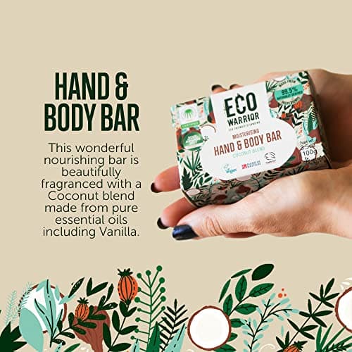 Eco Warrior Moisturising Body & Hand Soap Bar, Coconut Vanilla, Vegan, 100g — view 5