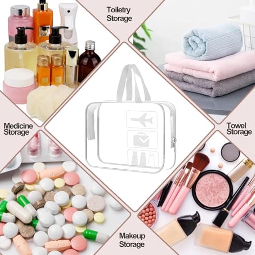 Clear Toiletry Bag with Handle - Transparent TSA Approved Makeup Cosmetic Travel Organiser, Waterproof Wash Bag for Air Travel Carry On — view 5