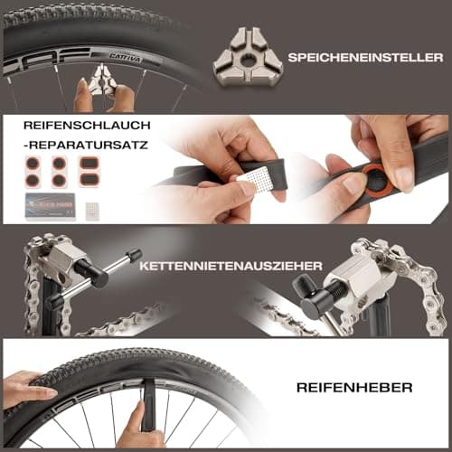 BIKE HAND Bicycle Tool Case, Complete Bicycle Tool Set, Professional Repair Kit with 18 Parts with Transport Case, Black and Red Bicycle Tool Set — view 3