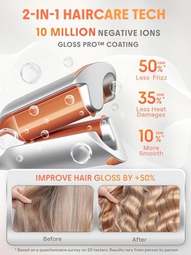 SHEGLAM Beach Babe Wave Iron for Hair 2 Barrel Crepe Iron 25mm/1inch with Smart Timer, Adjustable Temperature, Dual Voltage, Anti-Scald – Curling Rod for Beach Waves & Mermaid Hair — view 3