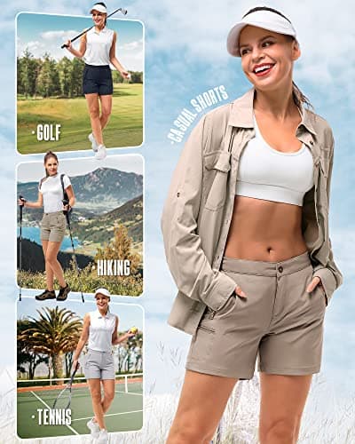 33,000ft Women's Hiking Shorts Quick Dry 5" Cargo Shorts Stretch Lightweight Summer UPF50+ Pants for Golf, Camping, Traveling, Running Blue-Green 16 — view 5