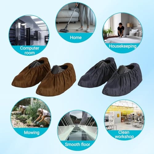quyueug 4 Pack Waterproof Shoe Covers - Shoe Covers Reusable Non-Slip Overshoes with Elastic Cuff for Home, Rainy Days and Pet Owners(Black and brown, One Size)​ — view 5