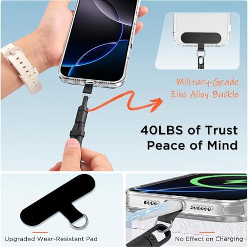 GMETINK 3-in-1 Cell Phone Lanyard 1 Pack + Wrist Strap 1 Pack - Adjustable Neck Lanyard, Convertible Crossbody Strap with Locking Knob Friendly Quick Release for Gym/Work/Travel Essentials — view 6