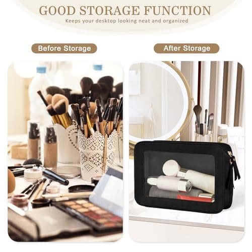 DAMILY Clear Makeup Bags Travel Toiletry Bag Cosmetic Pouch for Women Black — view 5