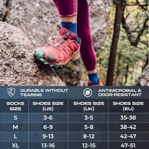 Rahhint Coolmax Hiking Running Socks for Long Distance Anti Blister Moisture Wicking Compression Sports Quarter Ankle Socks Men Women 3 PACK — view 6