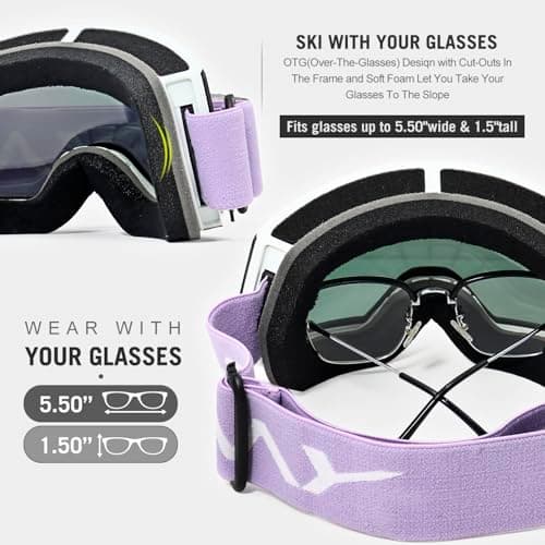 FMY OTG Ski Goggles,Snowboard Goggles for Men,Women & Youth Anti Fog — view 6