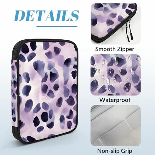 Mintoprints Leopard Print Travel Electronic Organizer Case, Wild Safari Skin Slim Cable Management Bag for Game Console & Accessories, Portable Double Zipper Pouch with Mesh Pockets & Elastic Straps — view 5