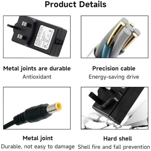 Roberts Radio Mains Adaptor, DC 7.5V 0.8A Switching Adapter for Roberts Play20 FM DAB Radio, Roberts Gemini 45 Gemini 59, Roberts Revival iStream2 Elise/Unologic UK Plug 6 feet Power Cable Lead — view 4