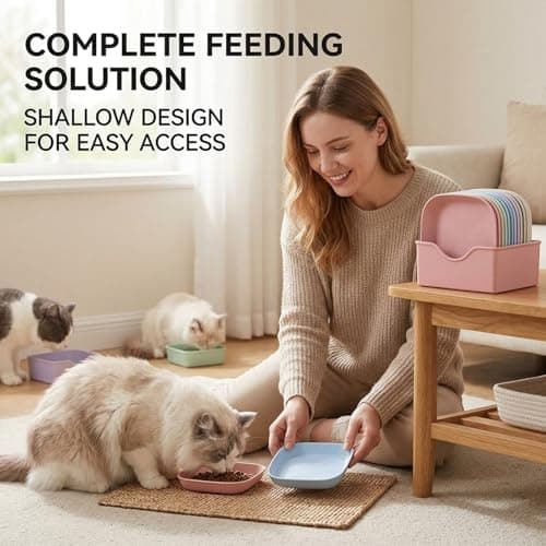 Cat Bowls 10 Pack Whisker Friendly Cat Dishes and Bowls, Shallow Cat Food Bowls for Organised Feeding, Cat Dishes and Pet Bowls for Multiple Cats — view 3