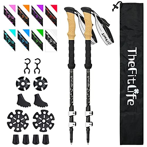 TheFitLife Carbon Fibre Trekking Poles Ultralight Walking Sticks for Hiking